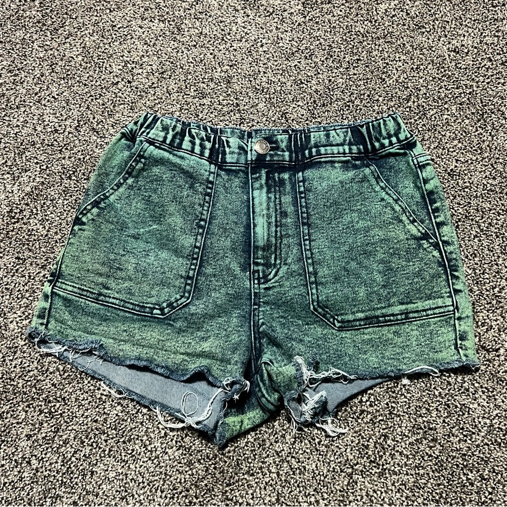 Wild Fable Womens XS Green Denim High-Rise Relaxed Fit Shorts